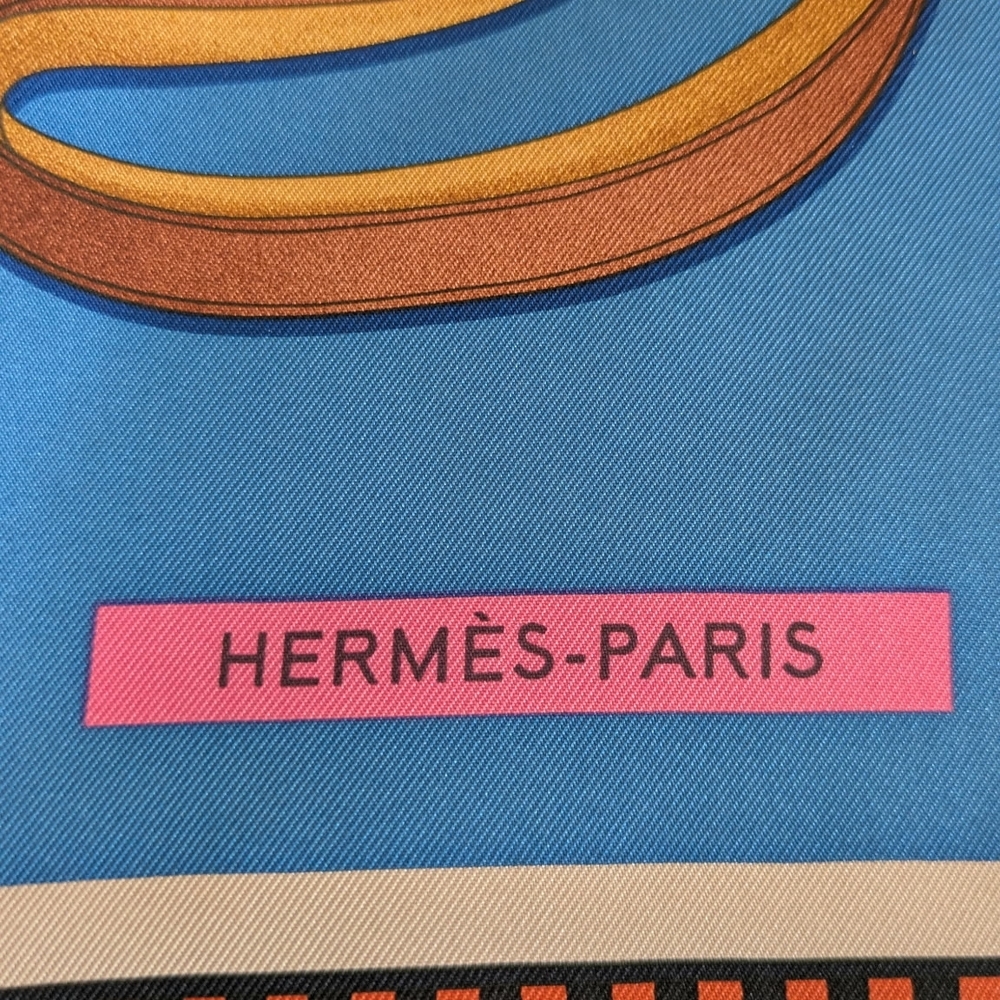 Hermès Blue and Brown Scarf